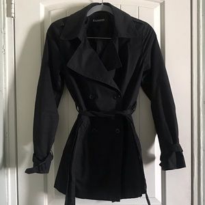 Express Belted Black Trench Coat